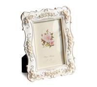 Esoes Vintage Photo Frame, White, Free-standing & Wall Mountable Premium Vintage Picture Frame with Matted (6 x 4 inch)