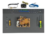 Esoldnic 23.7'' x 13.8'' Extra Large Soldering Mat with ESD Wrist Strap & Ground Cord, 932°F Heat Resistant Silicone Solder Mat, Large Repair Work Mat for Electronic, Cellphone, Laptop Repair (Grey)