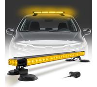 Esoldnic 26.6 Inch 54 LED Strobe Flashing Light Bar Double Side High Intensity Emergency Amber Strobe Lights 12-24V Hazard Warning Beacon with Magnetic Mounts for Car Truck Roof Safety