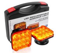 Esoldnic 2pcs LED Rechargeable Strobe Lights Wireless Portable Emergency Flashing Beacon Light Magnetic Amber Warning Beacon for Trucks Trailer Tractor Vehicles