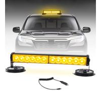 Esoldnic Battery Powered Strobe Light Bar 12 LEDs Wireless Rechargebale Emergency Roof Hazard Warning Flashing Lights with Magnetic Mounts and Charger Cable for Car Trucks Vehicles (Amber, 12-24V)