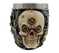 Eson Shaving Soap Bowl, Classic Stainless Steel Shaving Soap Bowl for Shaving Soap, Durable and Elegant Design for a Superior Shaving Experience (Mechanical Skull 9.5x7cm)