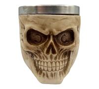 Eson Shaving Soap Bowl, Classic Stainless Steel Shaving Soap Bowl for Shaving Soap, Durable and Elegant Design for a Superior Shaving Experience (Grinning Skull 8x7cm)