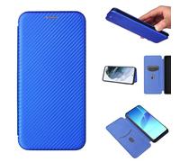 ESONG Carbon Fibre Phone Case for OnePlus 13R, with Magnetic Closure and ID Card Holder Slot case,Scratch-Resistant Carbon Fibre PC + Shockproof TPU + Free Stand - Blue