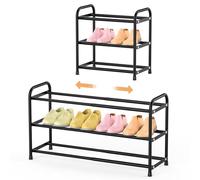 esonstyle 3 Tier Expandable Shoe Rack, Adjustable Metal Shoe Storage Organizer for Closet and Entryway, Sturdy Free Standing Shelf, Holds Up to 12-15 Pairs of Shoes