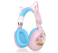 esonstyle Cat Ear Headphones for Kids - Bluetooth 5.4 On-Ear Noise Cancelling Headphones with Microphone 85dB Safe Volume Limit Wireless or 3.5mm Wired Mode USB C for School Learning Travel