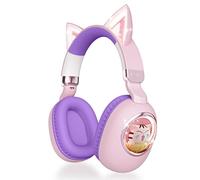 esonstyle Cat Ear Headphones for Kids - Bluetooth 5.4 On-Ear Noise Cancelling Headphones with Microphone 85dB Safe Volume Limit Wireless or 3.5mm Wired Mode USB C for School Learning Travel