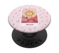 Esoteric Card The Sun Tarot Card Floral Aesthetic Pink PopSockets Adhesive PopGrip