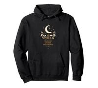 Esoteric Crescent Moon Flower Celestial Botany Design Pullover Hoodie