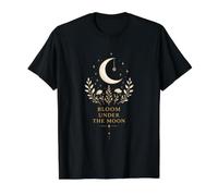 Esoteric Crescent Moon Flower Celestial Botany Design Value Graphic T-Shirt, Men, Black, M