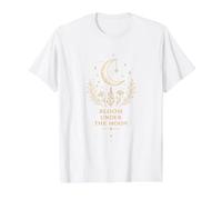 Esoteric Crescent Moon Flower Celestial Botany Design Value Graphic T-Shirt, Men, White, M