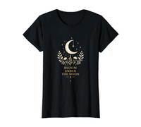 Esoteric Crescent Moon Flower Celestial Botany Design Value Graphic T-Shirt, Women, Black, XS