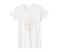 Esoteric Crescent Moon Flower Celestial Botany Design Value Graphic T-Shirt, Women, White, M