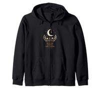 Esoteric Crescent Moon Flower Celestial Botany Design Zip Hoodie