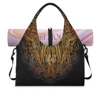 Esoteric Mandala Owl Sports Duffle Bag with Shoe Compartment Ethnic Owl Weekend Overnight Bags Tote Cabin Luggage Bag for Gym Yoga Travel