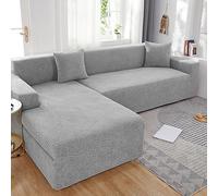 ESOUY Couch Cover L Shape subsection Sofa Cover 1-Piece Soft Stretch Sofa Slipcover 2 Seater Furniture Protector Couch Slipcover (light gray)
