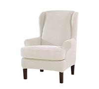 ESOUY Jacquard Sofa Covers Wing Chair Elastic Fabric Stretch Couch Slipcover Polyester Spandex Furniture Protector,Single Sofa Cover,white