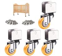 ESOUY Swivel Castors for Cots with U-Shaped Bracket, 1.5 Inch / 38 mm Nylon Furniture Castors, Yellow Baby Bed Rollers, Transport Castors, Load Capacity 75 kg, Set of 4, with Screws (Swivel16 mm)