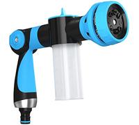 ESOW Garden Hose Nozzle, Adjustable Foam Spray Gun 8 Way Spray Pattern with 3.5oz/100cc Soap Dispenser Bottle, Garden Hose Foam Sprayer for Car Wash, Watering Plants, Showering Pet, Cleaning