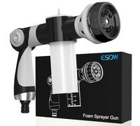 ESOW Garden Hose Nozzle, High Pressure Foam Sprayer Gun 8 Way Spray Pattern with 3.5oz/100cc Soap Dispenser Bottle, Snow Foam Gun for Car Wash, Watering Plants, Lawn, Patio, Gray