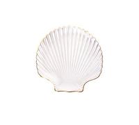 esowemsn 1PC Clear Glass Dinner Plate Scallop Shaped Fruit Plate Dessert Plate with Gold Edge Best for Home Party Fruit Salad Vegetable Biscuit