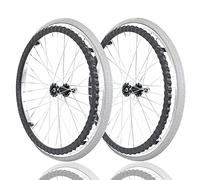 ESOYAWE 24 Inch Wheelchair Caster Wheels - 1 Pair, Non-Slip Puncture Proof Polyurethane Solid Tire, Aluminum Alloy Spoke Hub Wheelchair Replacement Wheels (Grey, 24 Inch)