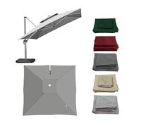 ESOYAWE Large Outdoor Umbrella Replacement Canopy Cover For Patio Parasols Square 3x3m 2.5x2.5m 8 Ribs, Sun Shade Waterproof Thick Sun Umbrella Cloth For Yard Garden Pool Lawn Beach(Light-gray,3x3m)
