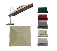 ESOYAWE Large Outdoor Umbrella Replacement Canopy Cover For Patio Parasols Square 3x3m 2.5x2.5m 8 Ribs, Sun Shade Waterproof Thick Sun Umbrella Cloth For Yard Garden Pool Lawn Beach(Khaki,3x3m)