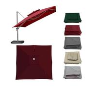 ESOYAWE Large Outdoor Umbrella Replacement Canopy Cover For Patio Parasols Square 3x3m 2.5x2.5m 8 Ribs, Sun Shade Waterproof Thick Sun Umbrella Cloth For Yard Garden Pool Lawn Beach(Dark-Red,3x3m)