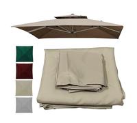 ESOYAWE Waterproof Covers 2Pcs 4x3m Outdoor Market Patio Table Umbrella Replacement Canopy For 8 Ribs, Square Garden Cantilever Parasol Replacement Cloth Polyester Sun Shade Fabric(Khaki,3x3m)