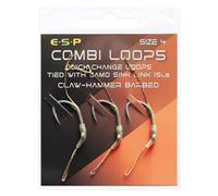 ESP Combi-Loop Rigs, Claw Hammer Barbless, Size 4 6 8, Pre-Tied Carp Fishing Rigs, Cryogen Hook, Camo Sink-Link Braid, 3 Rigs (Barbed, 4)
