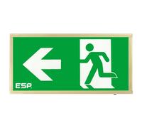 ESP D120LBR Duceri Emergency Surface Exit Box 3W LED IP20 Left Legend Lithium Battery Maintained Brass