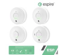 ESP Espire Mains Powered ES1SLV 2x Optical Smoke Alarm, ES1HLV Heat Alarm & ES1CLV Carbon Monoxide Alarm with a 10 Year Lithium Battery