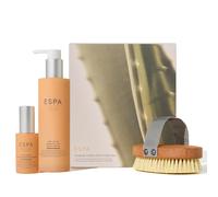 ESPA Gradual Golden Glow Collection Gift Set | Pro-Glow Gradual Tan Body Cream, Bronzing Face Serum & Body Brush, Buildable Sun-Kissed Glow for Face & Body | 3 Full-Size Products
