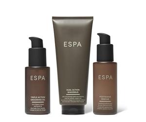 ESPA Men's Grooming Set with Oil, Shaving Cream and Postshave Gel | Shaving Routine to Soothe and Purify Whilst Offering a Deep Cleanse, Gel Hydrates and Cools