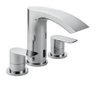 Espada 3 Hole Bath Filler Chrome - Designer Waterfall Spout Tap with Dual Lever Handles, Premium Chrome Finish