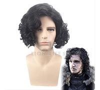 ESPADE 35cm / 13.78 inch Game of Thrones Cosplay Headwear Jon Snow Cosplay Headwear Halloween Black Curly Synthetic Hair Short wigs Cosplay Anime Wig Coser