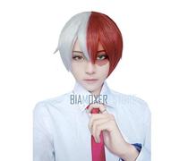 ESPADE My Hero Academia Boku no Hiro Akademia Shoto Todoroki Shouto Cosplay wigs White And Red Heat Resistant Cosplay Costume Wig Cosplay Anime Wig Coser