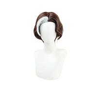 ESPADE Wig FF14 Hades Final Fantasy XIV Emet-selch Cosplay Boss Coklat Pendek Keriting Rambut Sintetis Tahan Panas Halloween Role Play Cosplay Anime Wig Coser