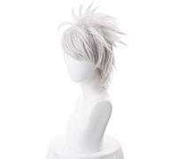 ESPADE Wig For Anime Ninja Hatake Kakashi Cosplay Wig Silver White Short Heat Resistant Sythentic Hair Wigs + Headband + Mask M Wig Cosplay Anime Wig Coser (Color : Wig)