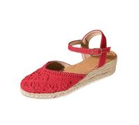 Espadrille Sandals For Women Ladies Closed Toe Low Wedge Sandals Adjustable Ankle Strap Sandal Lightweight Walking Sandal Platform Summer Sliders Elegant Canvas Sliders Womens Mid Heel Slides