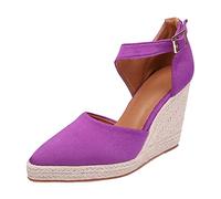 Espadrilles Fishing Shoes Women's Summer 2022 Flax Straw Woven with High Heel Shoes Women's Shoes, purple, 8 UK