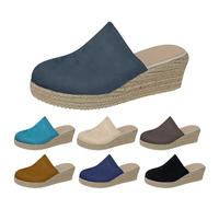 Espadrilles for Women Wedge Heel, Slippers Women's Front Closed Outdoor Sandals Breathable Shoes Hard Sole Summer Shoes Back Open Wedge Sandals Braided Sole Slippers, gray, 7 UK