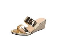 Espadrilles Low Wedge Mules Sandals for Women Size 4.5 UK Clearance Open Toe 2 Band Slip on Dressy Sliders Sandal Mule Slides Bohemia Beach Heels Sandals Gold Footwear Gifts