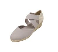 Espadrilles Wedge Sandals Fashion Women Summer Platform Criss Cross Elastic Strap Summer Cap Toe Shoes Size
