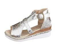 Espadrilles Wedge Sandals for Women Size UK 5.5 Peep Toe Cutout Adjustable Buckle Strap Espadrilles Wedges Platform Dressy Casual Sandals Travel Boho Dress Shoe Trendy Ladies Footwear Silver