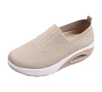 Espadrilles Women Ladies Summer Fashion Solid Color Comfortable Flying Woven Non Slip Soft Sole Mesh Surface Breathable Travel Walking Sports Shoes Covered Feet Shoes Beige