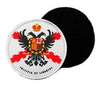 España Imperial Circular Patch Burgundy Cross Flag with Eagle - Patches Clothing - Military Patches - Spanish Thirds - Spanish Empire - 80 x 80 mm