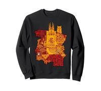 Espana Spain Map Landmarks Sagrada Familia Graphic Design Sweatshirt