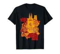 Espana Spain Map Landmarks Sagrada Familia Graphic Design T-Shirt